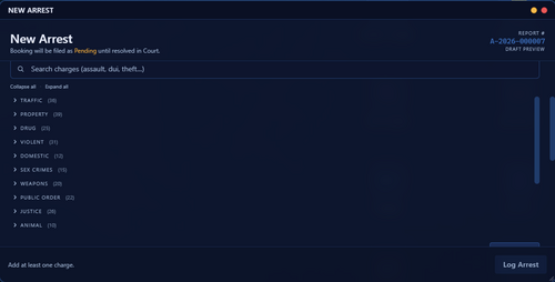 Charges and Citations for NexusMDT