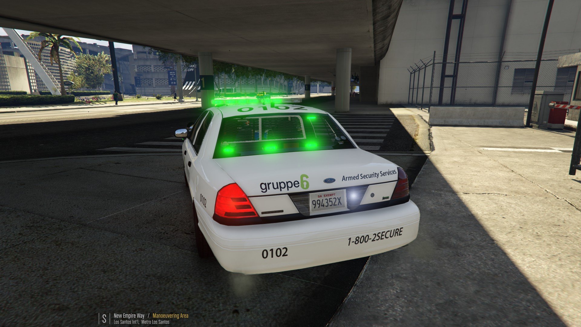 police car green lights