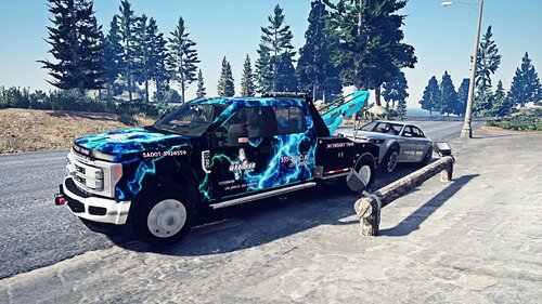 Electric Blue 2019 Ford F450 Tow Truck Vehicle Textures