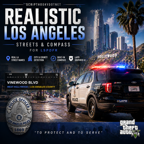 Realistic Los Angeles Street Names + Compass