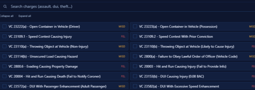 California Charges and Citations for Nexus MDT
