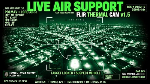 Air-1 Police Helicopter - Functional Thermal Camera, Zoom & Target Lock