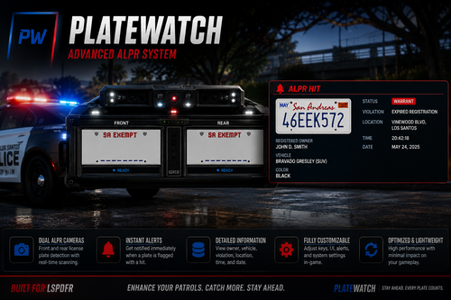 PlateWatch Advanced Standalone ALPR System for LSPDFR