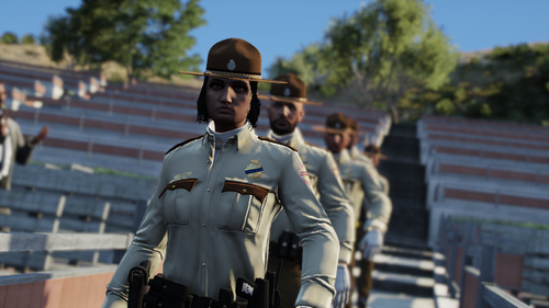 Could contain: person, outdoor, clothing, military uniform, sky, security, military rank, human face, building, government agency, sunglasses, man, official, army, uniform, standing, officer, military