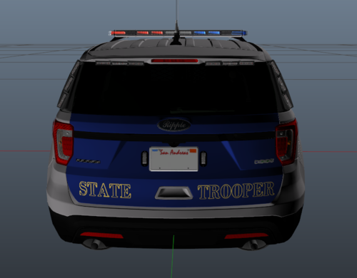 Could contain: text, vehicle, land vehicle, vehicle registration plate, automotive exterior, bumper, automotive tail & brake light, auto part, roof rack, automotive luggage rack, sport utility vehicle, automotive light bulb, tire, automotive carrying rack, wheel, car, outdoor, blue, police