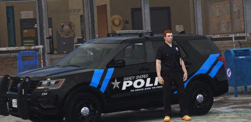 Could contain: vehicle, land vehicle, wheel, tire, transport, building, clothing, sport utility vehicle, auto part, outdoor, law enforcement, automotive exterior, compact sport utility vehicle, bumper, fender, motor vehicle, person, van, car, police