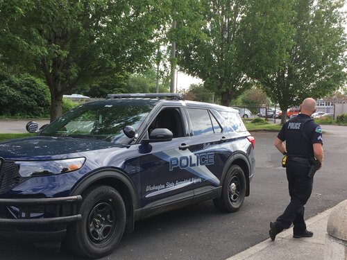 Could contain: vehicle, land vehicle, outdoor, tire, wheel, bumper, sport utility vehicle, auto part, automotive exterior, fender, automotive tire, compact sport utility vehicle, motor vehicle, crossover suv, automotive design, road, person, car, clothing, ford, transport, police, parked, suv