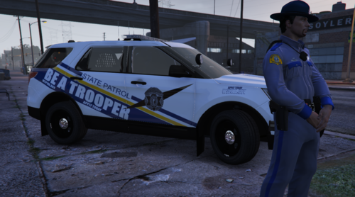 Could contain: vehicle, land vehicle, clothing, wheel, tire, outdoor, person, transport, police, car, ground