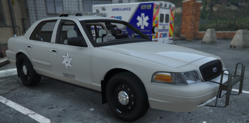 Could contain: vehicle, land vehicle, wheel, tire, transport, outdoor, sedan, auto part, bumper, ford crown victoria police interceptor, vehicle registration plate, full-size car, vehicle door, parked, car, police, ground