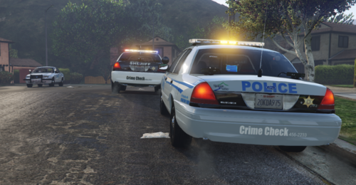 Could contain: vehicle, land vehicle, text, outdoor, wheel, vehicle registration plate, transport, tree, road, automotive tail & brake light, police car, police, full-size car, family car, automotive exterior, law enforcement, automotive parking light, car, street, ground