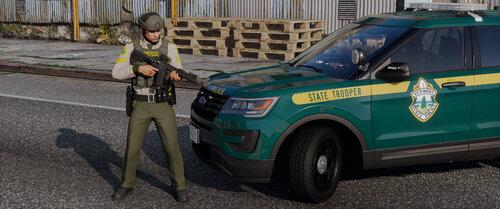 Could contain: vehicle, land vehicle, outdoor, wheel, law enforcement, text, emergency service, car, police car, tire, clothing, emergency vehicle, emergency, person, van, police, street