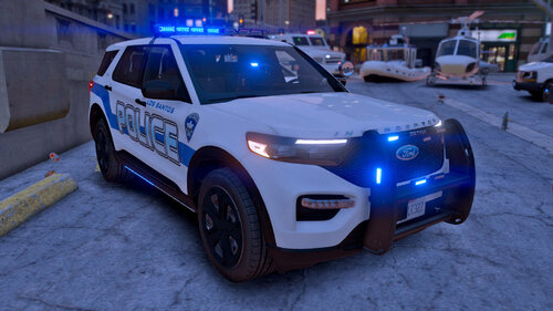 Could contain: vehicle, land vehicle, wheel, tire, police car, outdoor, law enforcement, auto part, transport, car, ford, automotive light bulb, bumper, automotive exterior, sport utility vehicle, ford motor company, blue, ground, police, street