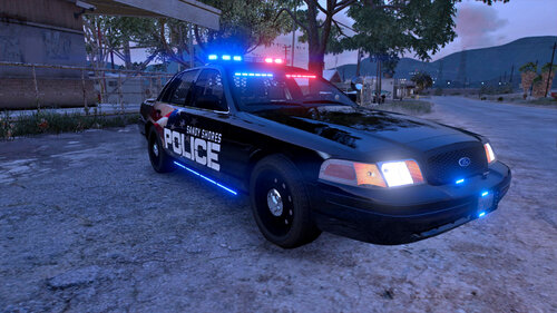 Could contain: vehicle, land vehicle, outdoor, wheel, transport, text, tire, car, automotive lighting, bumper, automotive exterior, ford crown victoria police interceptor, ground, police car, auto part, automotive parking light, automotive tail & brake light, police, street