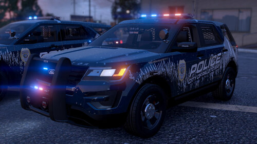 Could contain: vehicle, land vehicle, wheel, police, tire, transport, outdoor, auto part, bumper, police car, sport utility vehicle, road, law enforcement, text, automotive exterior, automotive lighting, motor vehicle, ford, automotive light bulb, car, street, light