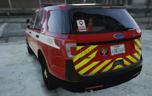 Could contain: vehicle, land vehicle, wheel, text, outdoor, transport, vehicle registration plate, auto part, emergency service, emergency vehicle, tire, automotive exterior, bumper, emergency, motor vehicle, ground, red, fire, car, ambulance, parked, street, yellow