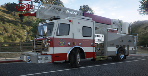 Could contain: transport, outdoor, vehicle, wheel, land vehicle, fire, fire department, emergency service, fire apparatus, firefighter, emergency vehicle, truck, road, sky, tree, emergency, rescue, auto part, red, parked, engine