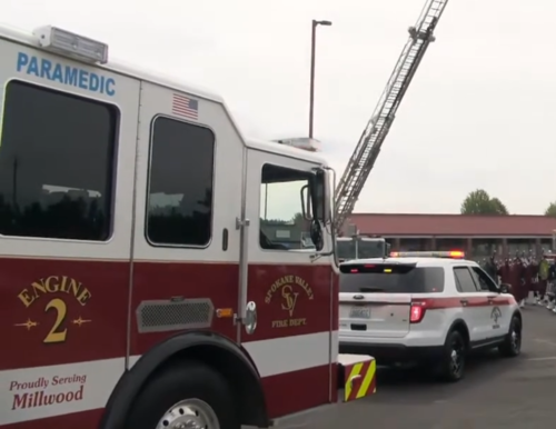 Could contain: transport, vehicle, wheel, land vehicle, outdoor, firefighter, emergency service, text, fire department, fire, emergency vehicle, sky, fire apparatus, emergency, rescue, auto part, truck, service, mode of transport, fire station, road, department, red, parked, engine