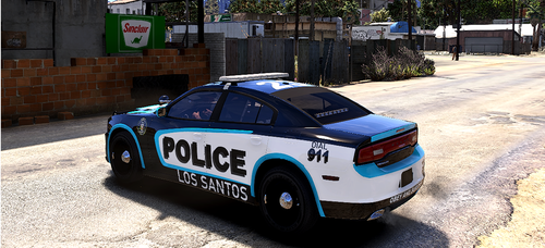 Could contain: land vehicle, vehicle, text, wheel, outdoor, transport, vehicle registration plate, tire, full-size car, police, police car, road, car, sedan, street, ground, blue, parked