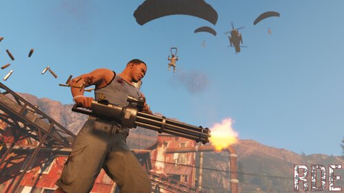 Could contain: weapon, sky, clothing, outdoor, pc game, rifle, action-adventure game, man, person