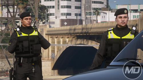 Could contain: clothing, person, outdoor, building, vehicle, man, car, officer, security, police, police officer, law enforcement, land vehicle, city