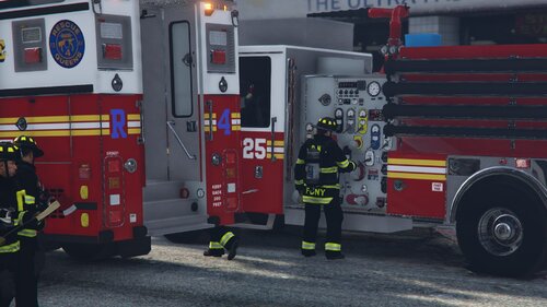 Could contain: firefighter, emergency service, fire, fire department, emergency, emergency vehicle, fire apparatus, vehicle, rescue, wheel, service, land vehicle, outdoor, workwear, fire station, fireman, rescuer, fire marshal, transport, road, high-visibility clothing, person, truck