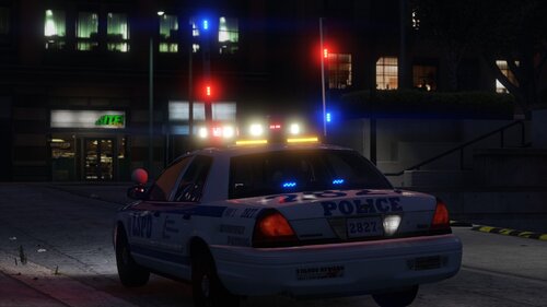 Could contain: vehicle, land vehicle, transport, outdoor, wheel, road, building, light, street, ford crown victoria police interceptor, vehicle registration plate, police car, full-size car, car, night, police