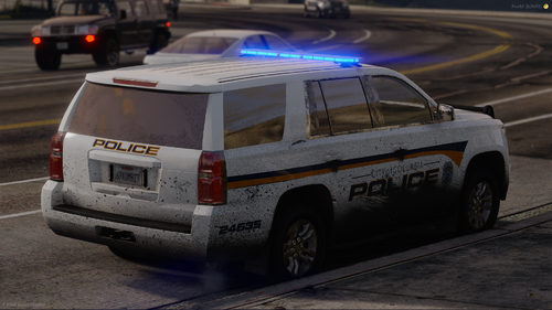 Could contain: vehicle, land vehicle, wheel, text, transport, tire, outdoor, car, road, vehicle registration plate, auto part, ford, police car, automotive exterior, motor vehicle, emergency vehicle, mode of transport, minivan, street, police, van