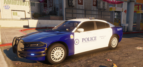 Could contain: vehicle, land vehicle, wheel, tire, outdoor, transport, mid-size car, full-size car, sedan, sports sedan, car, auto part, alloy wheel, ground, blue, police