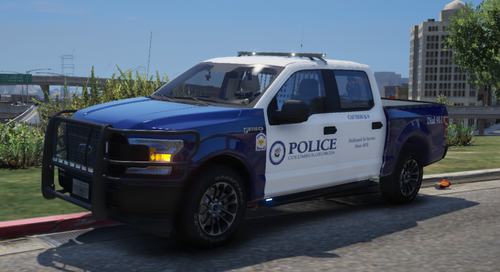 Could contain: vehicle, land vehicle, outdoor, tire, wheel, transport, sky, bumper, police, auto part, pickup truck, text, motor vehicle, automotive exterior, vehicle registration plate, sport utility vehicle, ford, law enforcement, road, automotive tire, fender, truck, parked, car