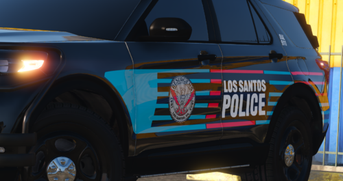 Could contain: land vehicle, vehicle, tire, wheel, auto part, text, transport, automotive exterior, bumper, sport utility vehicle, outdoor, motor vehicle, ford, roof rack, automotive tire, automotive luggage rack, police car, fender, car, law enforcement, police, parked