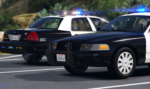 Could contain: vehicle, land vehicle, wheel, outdoor, tire, transport, bumper, law enforcement, auto part, police car, full-size car, ford crown victoria police interceptor, automotive exterior, text, sedan, road, car, police, street