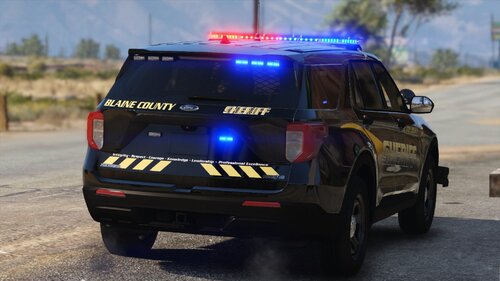 Could contain: vehicle, land vehicle, wheel, outdoor, tire, text, transport, auto part, road, automotive exterior, sport utility vehicle, automotive luggage rack, roof rack, motor vehicle, emergency vehicle, automotive tire, ford, bumper, emergency service, police, car, ground, emergency