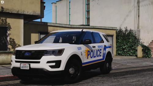 Could contain: vehicle, land vehicle, wheel, outdoor, tire, building, police, text, bumper, auto part, sport utility vehicle, ford, vehicle registration plate, ford motor company, police car, compact sport utility vehicle, car, motor vehicle, transport, street, parked, van, suv