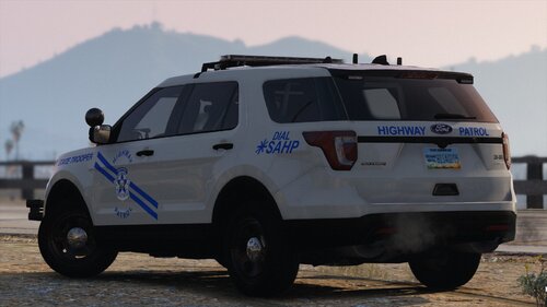 Could contain: vehicle, land vehicle, wheel, tire, outdoor, sky, transport, sport utility vehicle, roof rack, automotive luggage rack, auto part, bumper, automotive carrying rack, ford, compact sport utility vehicle, automotive exterior, motor vehicle, car, crossover suv, mini suv, minivan, text, parked, ground, mountain, suv, police