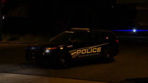 Could contain: vehicle, land vehicle, wheel, transport, outdoor, tire, car, road, auto part, police, text, police car, automotive lighting, law enforcement, night, light, street