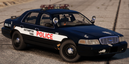 Could contain: vehicle, land vehicle, wheel, car, transport, text, tire, outdoor, road, auto part, full-size car, ground, police, street