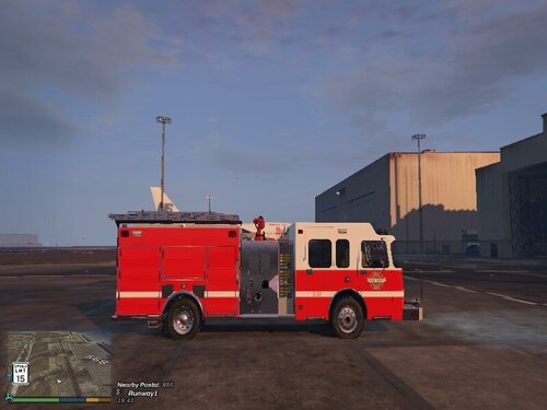 Could contain: transport, vehicle, sky, land vehicle, wheel, outdoor, cloud, truck, fire, fire department, emergency service, firefighter, fire apparatus, emergency vehicle, red, parked, engine