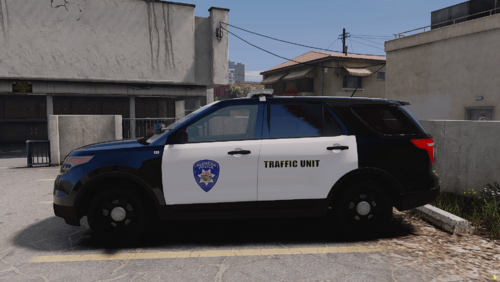 Could contain: vehicle, land vehicle, wheel, outdoor, tire, text, transport, building, auto part, sport utility vehicle, car, vehicle registration plate, automotive exterior, motor vehicle, compact sport utility vehicle, police car, law enforcement, bumper, ford, automotive luggage rack, roof rack, police, parked, street