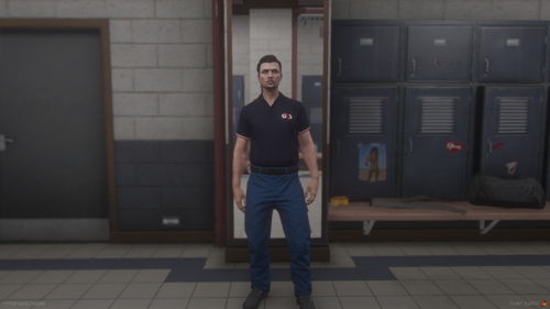 Could contain: clothing, man, person, footwear, jeans, door, standing, building, trousers, ground