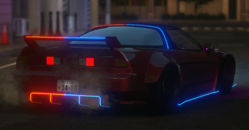 Could contain: vehicle, sports car, land vehicle, supercar, performance car, automotive design, spoiler, car, sports sedan, outdoor, automotive light bulb, grand tourer, road, night, automotive lighting, wheel, red, light