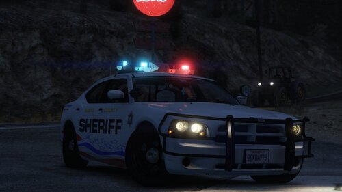 Could contain: vehicle, land vehicle, transport, wheel, outdoor, law enforcement, police car, auto part, tire, road, car, police, night, street, light