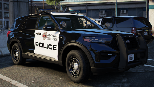 Could contain: vehicle, land vehicle, tire, wheel, text, outdoor, auto part, bumper, police, sport utility vehicle, car, automotive exterior, transport, fender, compact sport utility vehicle, motor vehicle, ford, crossover suv, law enforcement, police car, street